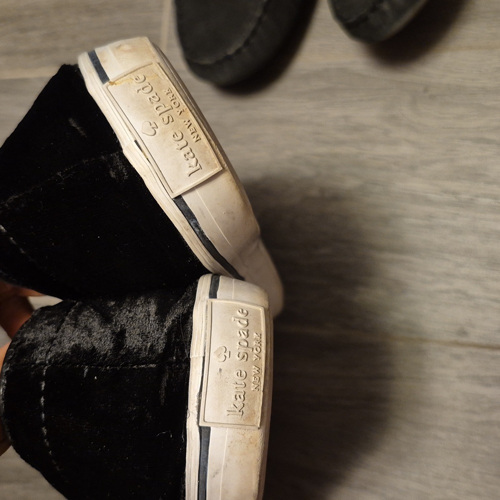 Kate Spade Black Velvet Loafers with Bow Delise Sneakers 8 Slip On - Picture 6 of 6